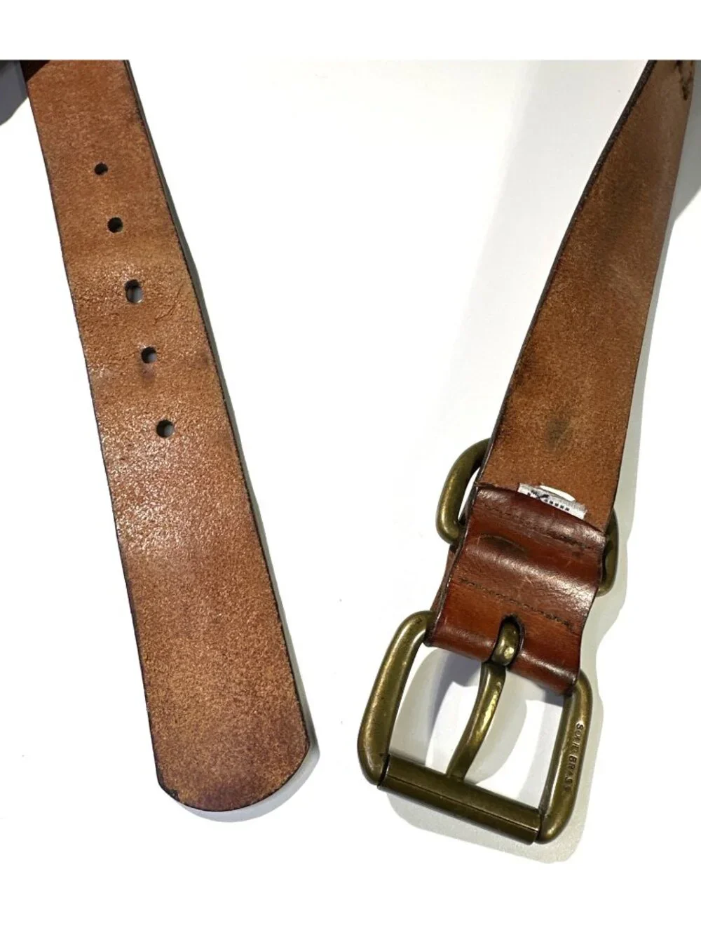Vintage Banana Republic Genuine Leather Belt Solid Brass Buckle USA Made